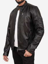 Load image into Gallery viewer, Men Zipper Style Black Motorcycle Leather Jacket
