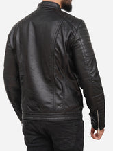 Load image into Gallery viewer, Quilted Black Men Biker Leather Jacket
