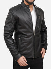 Load image into Gallery viewer, Padded Black Mens Motorcycle Jacket
