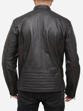 Load image into Gallery viewer, Black Quilted Style Men Black Leather Jacket
