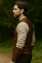 Load image into Gallery viewer, Men's Medieval Leather Vest – Vintage Brown Renaissance Costume