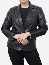 Load image into Gallery viewer, Women Black Leather Blazer
