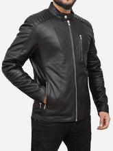 Load image into Gallery viewer, Cafe Racer Quilted Leather Jacket for Men

