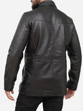 Load image into Gallery viewer, Men Vintage Trucker Style Black Leather Jacket
