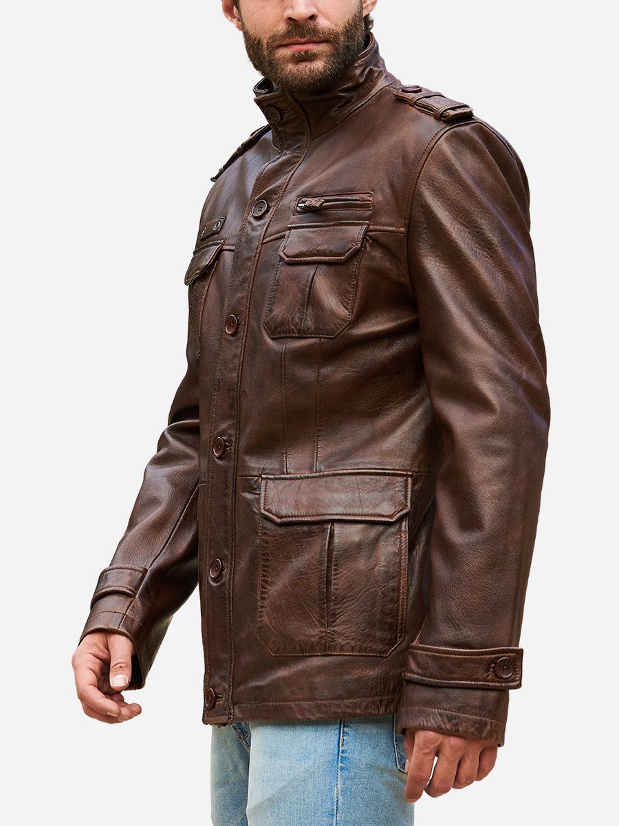 Peter Sign Charming Oliver Distressed Brown Jacket | Peter Sign