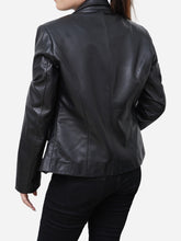 Load image into Gallery viewer, Slim Fit Black Casual Leather Blazer For Women
