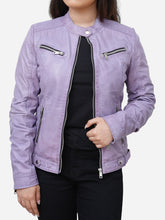 Load image into Gallery viewer, Fitted Style Purple Motorcycle Jacket For Women
