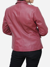 Load image into Gallery viewer, Slim Fit Women Maroon Leather Blazer
