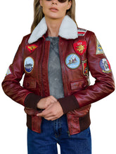 Load image into Gallery viewer, Amanda Reddish Brown A2 Leather Bomber Jacket
