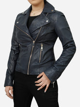 Load image into Gallery viewer, Classic Biker Women Leather Motorcycle Jacket
