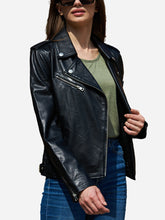 Load image into Gallery viewer, Melinda Black Leather Biker Jacket

