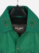 Load image into Gallery viewer, Vintage Cowgirl Green Leather Jacket
