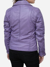 Load image into Gallery viewer, Slim Fit Real Leather Women Purple Biker Jacket
