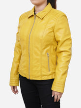 Load image into Gallery viewer, Women Stylish Real Yellow Leather Jacket
