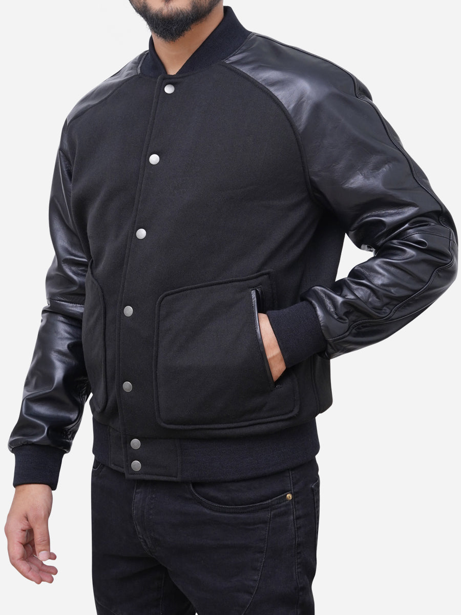 Sashimi Jacket | Blended Wool & Leather Patch Jacket