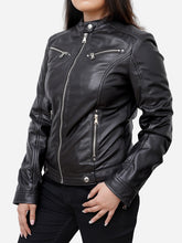 Load image into Gallery viewer, Women Black sheepskin leather jacket
