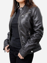 Load image into Gallery viewer, Women Casual Black sheepskin leather jacket
