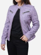 Load image into Gallery viewer, Charlotte Casual Slim Fit Purple Leather Jacket
