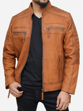 Load image into Gallery viewer, Distressed Leather Motorcycle Jacket Men&#39;s For Bike Rider - Peter Sign