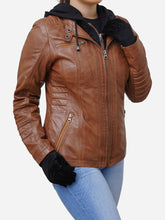 Load image into Gallery viewer, Real Lambskin Brown Hoodie Jacket For Women