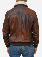 Load image into Gallery viewer, Distressed Brown Waxed Flying Fighter Leather Jacket for Men