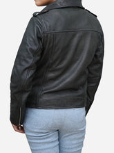 Load image into Gallery viewer, Dynamic Grey Leather Biker Jacket for Women