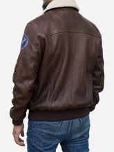 Load image into Gallery viewer, Brown Flying Fighter Shearling Leather Jacket for Men