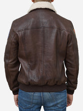 Load image into Gallery viewer, Men&#39;s Brown Walnut Leather Flight Bomber Jacket