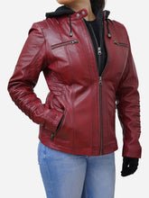 Load image into Gallery viewer,  Leather Hoodie Jacket For Women