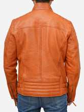 Load image into Gallery viewer, Cafe Racer Tan Brown Leather Jacket - Men&#39;s