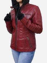 Load image into Gallery viewer, Real Leather Hoodie Jacket For Women