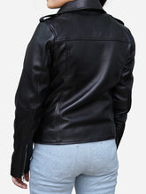 Load image into Gallery viewer, Black Genuine Leather Biker Jacket - Women&#39;s