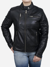 Load image into Gallery viewer, Chloe Women&#39;s Classic Black Biker Leather Jacket - Peter Sign