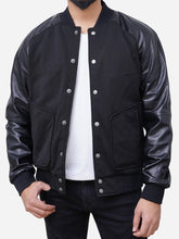 Load image into Gallery viewer, Leather Sleeves Wool Blended Varsity Baseball Letterman Jacket 6