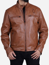 Load image into Gallery viewer, leather moto jacket for men
