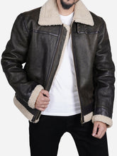 Load image into Gallery viewer, Zito Men&#39;s B3 Brown Aviator Faux Shearling Bomber Leather Jacket - Peter Sign