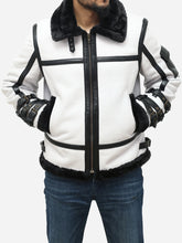 Load image into Gallery viewer, white leather jacket for men
