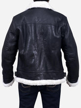 Load image into Gallery viewer, Black mens leather bomber jacket