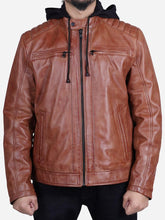 Load image into Gallery viewer, brown mens leather jacket