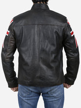 Load image into Gallery viewer, mens leather jacket with UK Flag