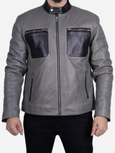 Load image into Gallery viewer, Gavin Men&#39;s Grey Biker Leather Jacket - Peter Sign
