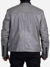 Load image into Gallery viewer, Gavin Men&#39;s Grey Biker Leather Jacket - Peter Sign