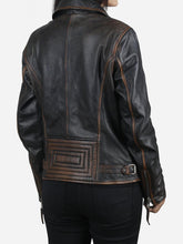Load image into Gallery viewer, Daniela Women&#39;s Dark Brown Biker Leather Jacket - Peter Sign